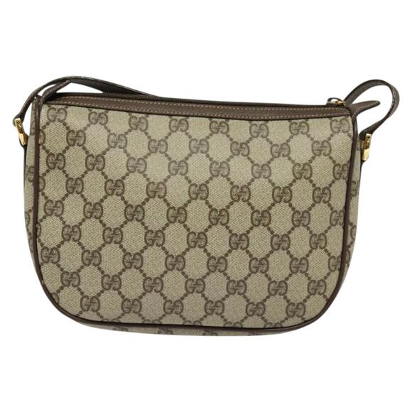 GUCCI GG Supreme Web Sherry Line Bag Pvc Brown Gold 89 02 032 - Picture 3 of 16
